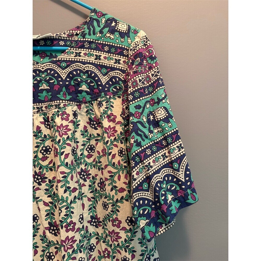 The Vermont Country Store House Dress Womens L Midi Elephant Floral Patchwork - Picture 5 of 10